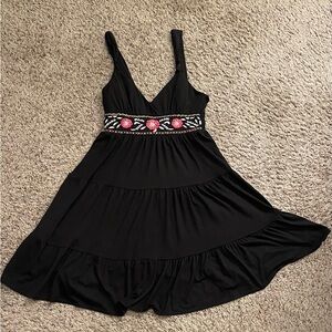 Black dress with Indian flower design Size small